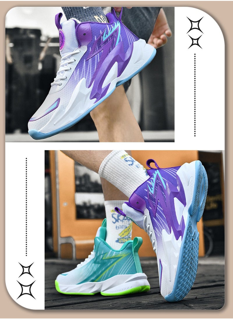 Moovant Mandarin Duck Colored Basketball Shoes for Men Teenagers Students, Fashion Basketball Boots Sneakers, Lightweight, Non Slip, Breathable, Comfortable, Suitable for Athletic Training  - Image 3