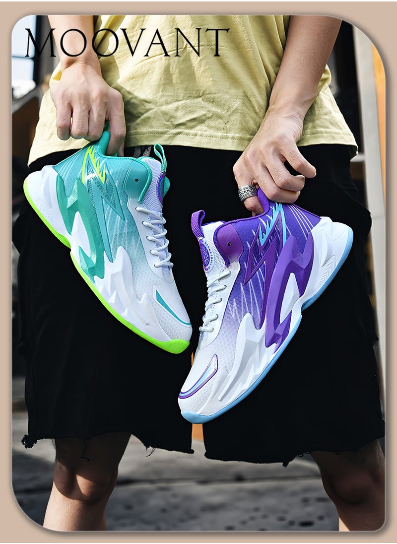 Moovant Mandarin Duck Colored Basketball Shoes for Men Teenagers Students, Fashion Basketball Boots Sneakers, Lightweight, Non Slip, Breathable, Comfortable, Suitable for Athletic Training  - Image 4