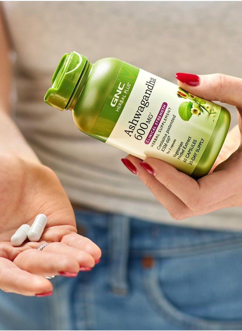 GNC - Herbal Plus Ashwagandha 600 Mg 60 Capsules Supports A Healthy Response To Stress - Image 1