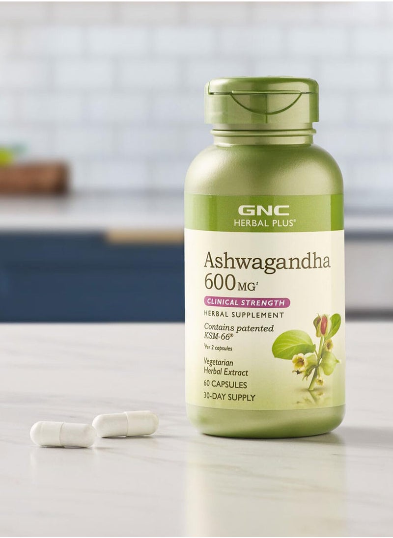 GNC - Herbal Plus Ashwagandha 600 Mg 60 Capsules Supports A Healthy Response To Stress - Image 1