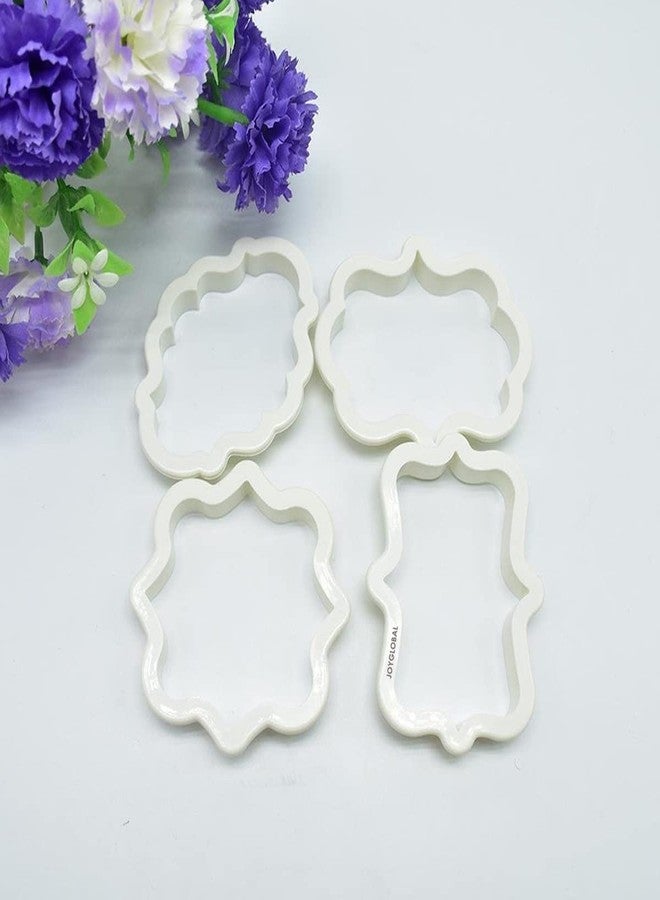 JoyGlobal 4pcs Vintage Plaque Frame Cookie Cutter Set Biscuit Mould Fondant Cake Decorating Tools - Image 1