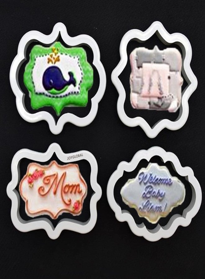 JoyGlobal 4pcs Vintage Plaque Frame Cookie Cutter Set Biscuit Mould Fondant Cake Decorating Tools - Image 2