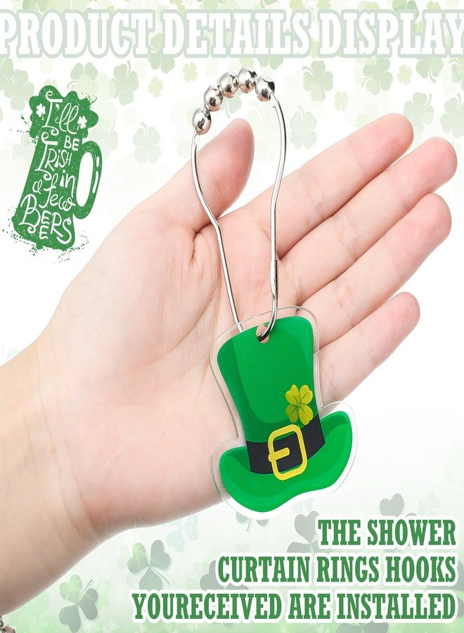 Sosation 12 Pcs St. Patrick's Day Shower Curtain Hooks Irish Bathroom Decor Sets Shower Curtain Rings Hooks Lucky Stainless Rustproof Bedroom Pendants Decorative (Shamrock) - Image 3