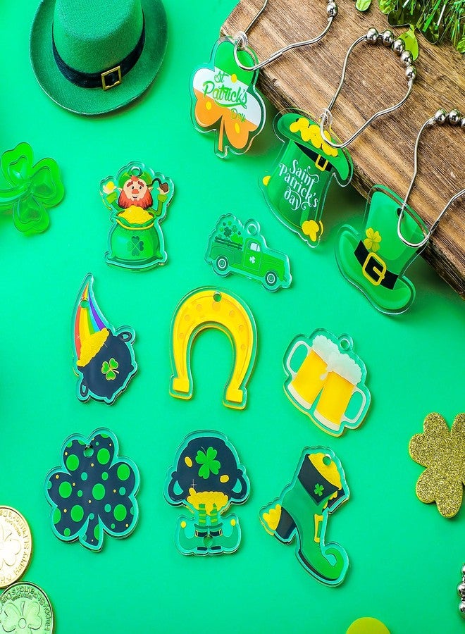 Sosation 12 Pcs St. Patrick's Day Shower Curtain Hooks Irish Bathroom Decor Sets Shower Curtain Rings Hooks Lucky Stainless Rustproof Bedroom Pendants Decorative (Shamrock) - Image 5