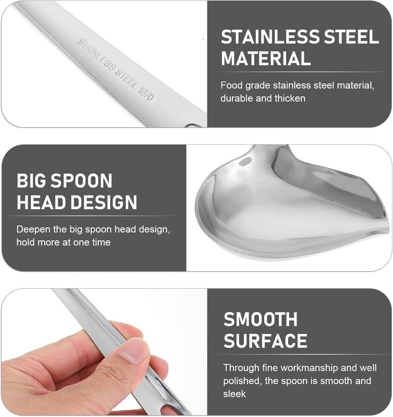 304 Stainless Steel Oil Scoop and Kitchen Soup Spoon Thickened Ladle for Home Cooking and Oil Pouring, Sturdy Kitchen Utensil for Soup Serving and Cooking Tasks - Image 3