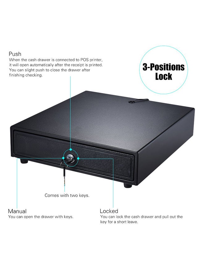Loquat Heavy Duty Manual Electronic Cash Drawer Box Black - Image 2
