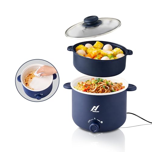 Nexlev MultiPurpose Electric Food Kettle|1.5 L Ceramic Pot | 600W| Boil, Steam, Fry, Saute| Double Layered Body| 2 Temperature Settings| Multi Cooker for Water, Egg, Tea, Soup, Noodles, Rice| KE-02 - Image 1