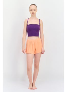 UNDIZ Women Ribbed Sleeveless Pyjama Top, Purple  - Image 4