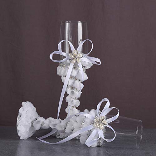 TANG SONG Set of 2 Pearl Flower Style Elegant Wedding Champagne Glass Set for Parties Weddings Birthdays Anniversaries - Image 4