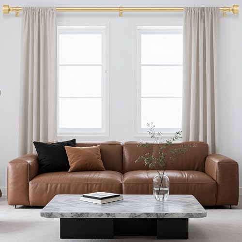 hei! dear Gold Curtain Rods for Windows 28 to 48 Inch(2.3-4ft), 1 Inch Diameter Heavy Duty Curtain Rod, Adjustable Decorative Drapery Poles 18-45", Brass Gold - Image 2