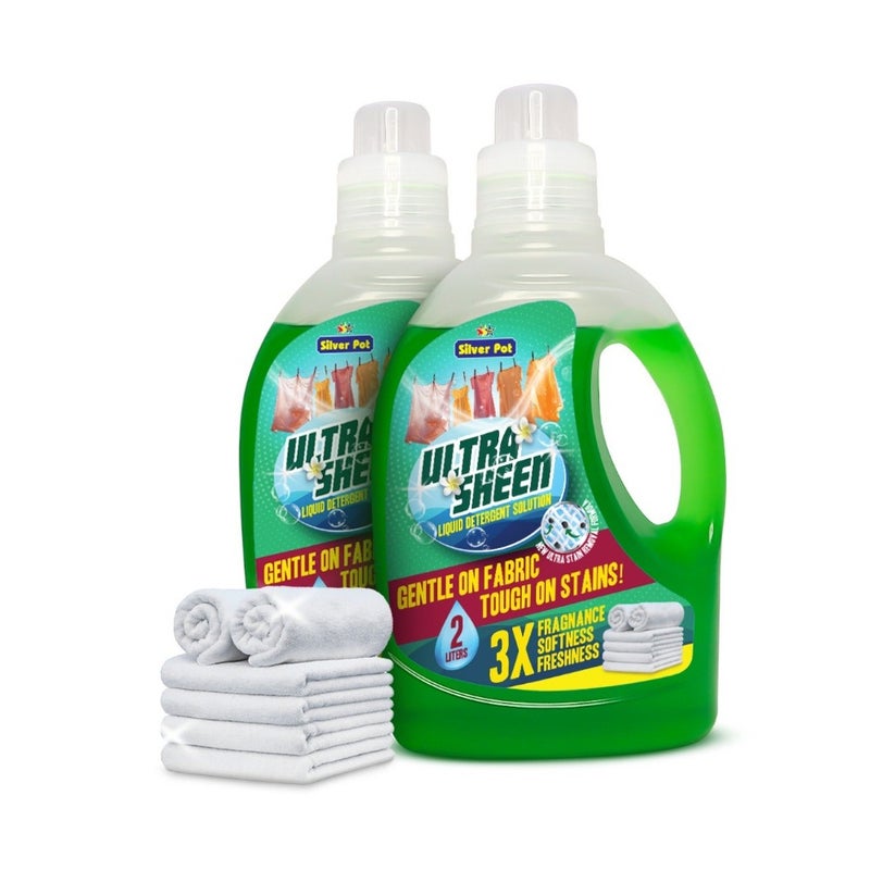 Green Liquid Laundry Detergent Twin Pack 2 x 2 Litres, Powerful Deep Clean Formula, Fresh Scent, Suitable for All Washers - Image 1
