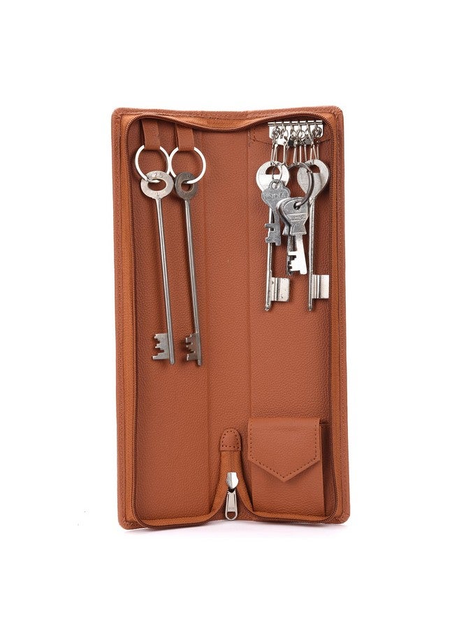 Essart Sarvika Collection PU Leather Key Pouch Wallet Holder for Men & Women - 32.50Cm Durable Bank Locker Keychain Case, Brown - Image 4