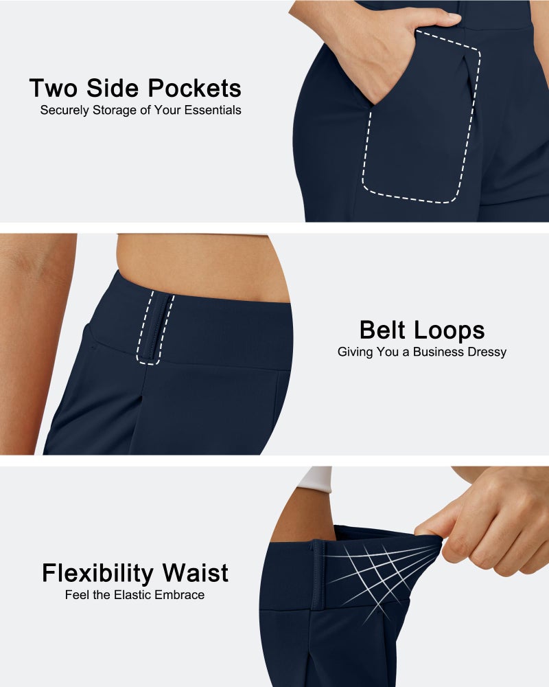 G4Free Women's Dressy Shorts High Waisted Wide Leg Shorts with Pockets Sporty Short Workout Comfy Relaxed Shorts(Navy, S) - Image 5