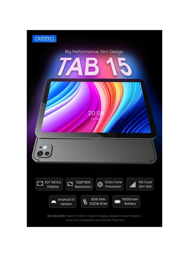 Oteeto TAB 15 Dual SIM Gray 8GB  512GB 5G  - International Version with keyboard case - Image 4