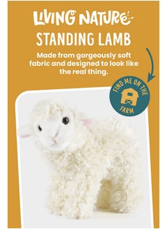 Living Nature Living Nature Small Lamb Stuffed Animal | Fluffy Farm Animal | Soft Toy Gift for Kids | 6 inches  - Image 2