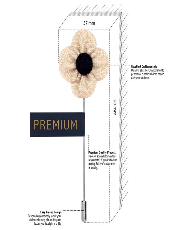 Peluche The Four Petal Classic Flower Cream Brooch for Men - Image 2