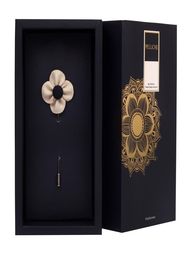 Peluche The Four Petal Classic Flower Cream Brooch for Men - Image 3