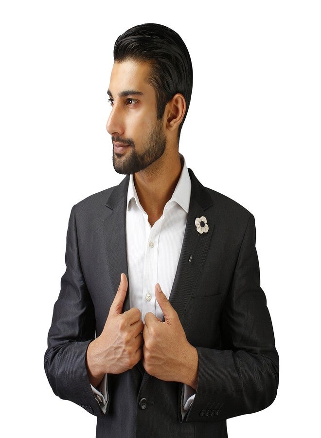 Peluche The Four Petal Classic Flower Cream Brooch for Men - Image 5