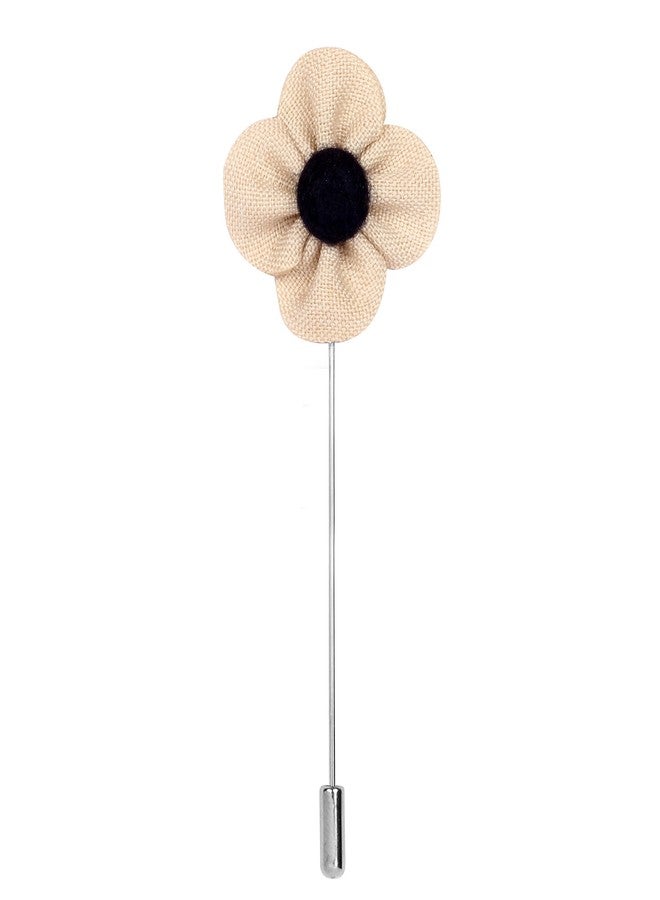 Peluche The Four Petal Classic Flower Cream Brooch for Men - Image 1
