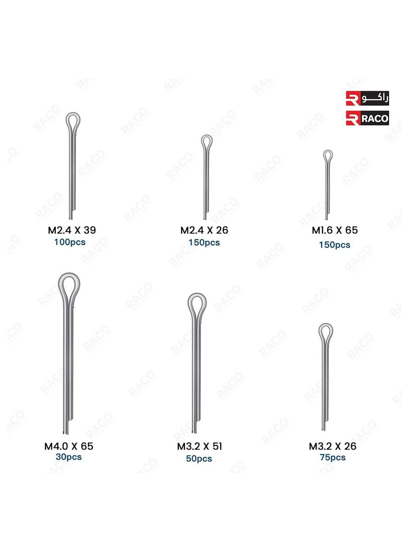 RACO RACO Cotter Pin Clip Assortment Pin Clip Key Fastener Fitting Kit, Heavy Duty Zinc Plated Split Pin Fastener Clip Straight Hairpin 555Pcs  - Image 2