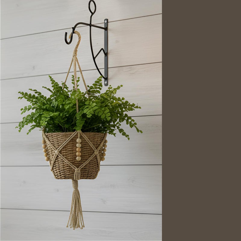 ORILEY حامل نبات معلق مزخرف معدني خطاف حائط حامل داخلي خارجي للأصص، أجراس الرياح، الأواني، الفوانيس، مغذيات الطيور (عبوة من 2، أسود) - Image 5