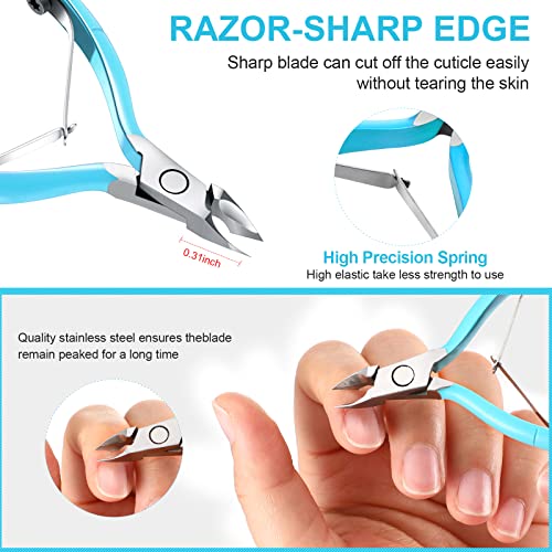 Mudder Acrylic Nail Clippers Kit False Nails Tips Cutter Professional Cuticle Trimmer Nipper Cutter Pusher Remover Stainless Steel Manicure Pedicure Art Tools Set Salon HomeGreen - Image 5