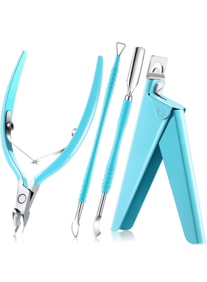 Mudder Acrylic Nail Clippers Kit False Nails Tips Cutter Professional Cuticle Trimmer Nipper Cutter Pusher Remover Stainless Steel Manicure Pedicure Art Tools Set Salon HomeGreen - Image 3