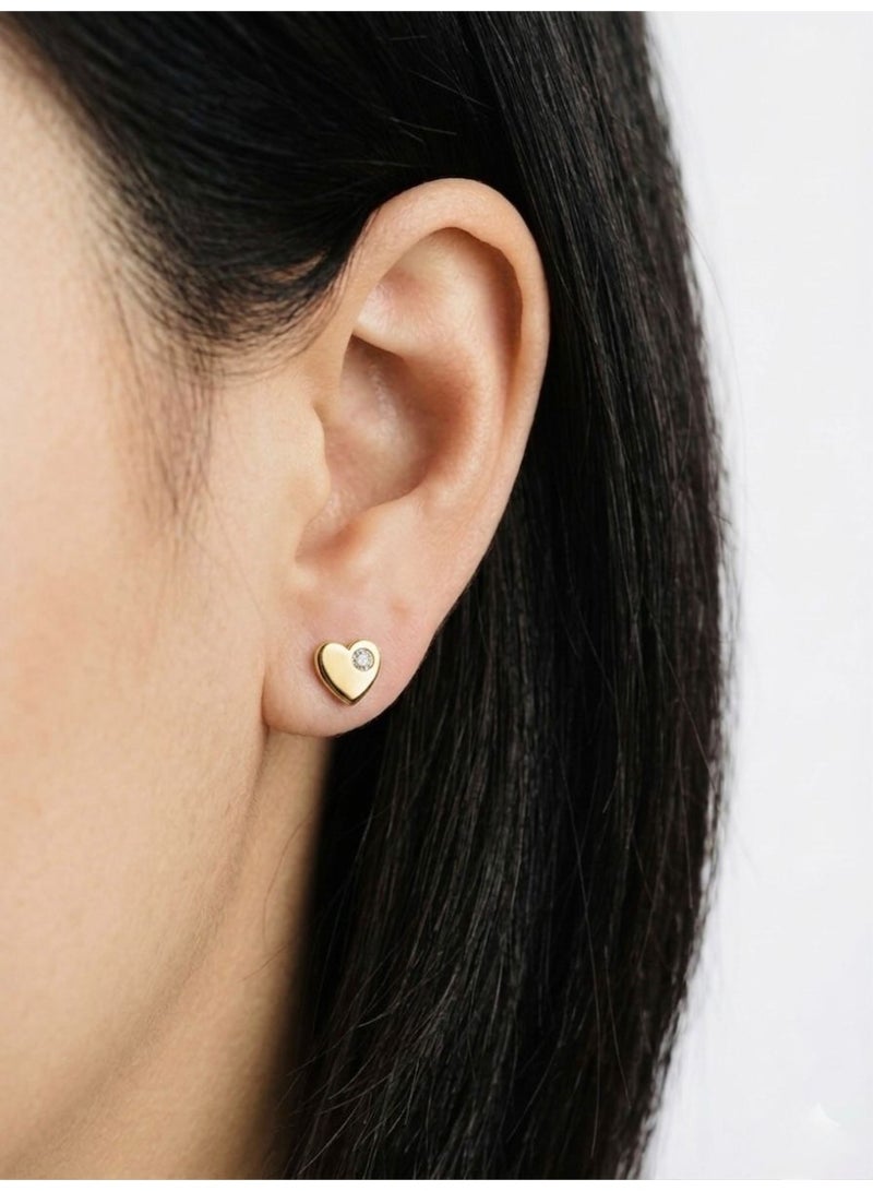 The Intermix Gems 18K Gold Heart Stud Earrings with Natural Diamonds - Image 3