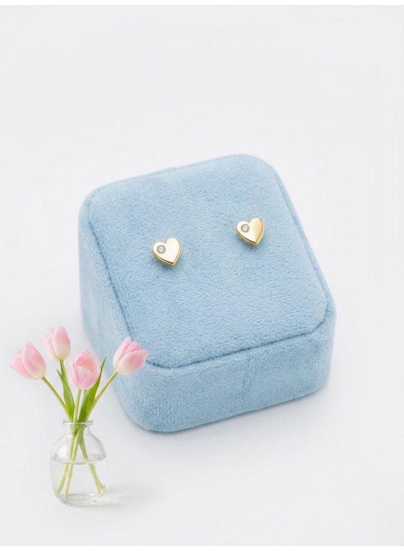 The Intermix Gems 18K Gold Heart Stud Earrings with Natural Diamonds - Image 2