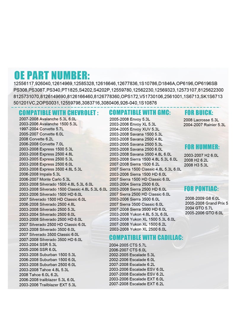 Excefore 12616646 Oil Pressure Sensor,  for 200 3-2008 Chevy Chevrolet Silverado, 1500 2500 3500 Express Corvette Suburban Avalanche Tahoe, GMC Sierra Savana Yukon Envoy, Cadillac Escalade CTS 12677836 - Image 5