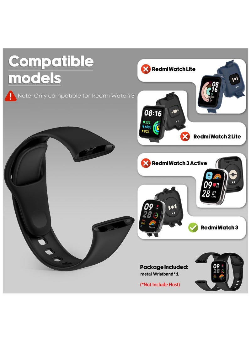 (Pack of 2) Wristbands Soft and Breathable Silicone Strap Compatible with Xiaomi Redmi Watch 3 Wristbands Replacement Bands - Black/White - Image 2