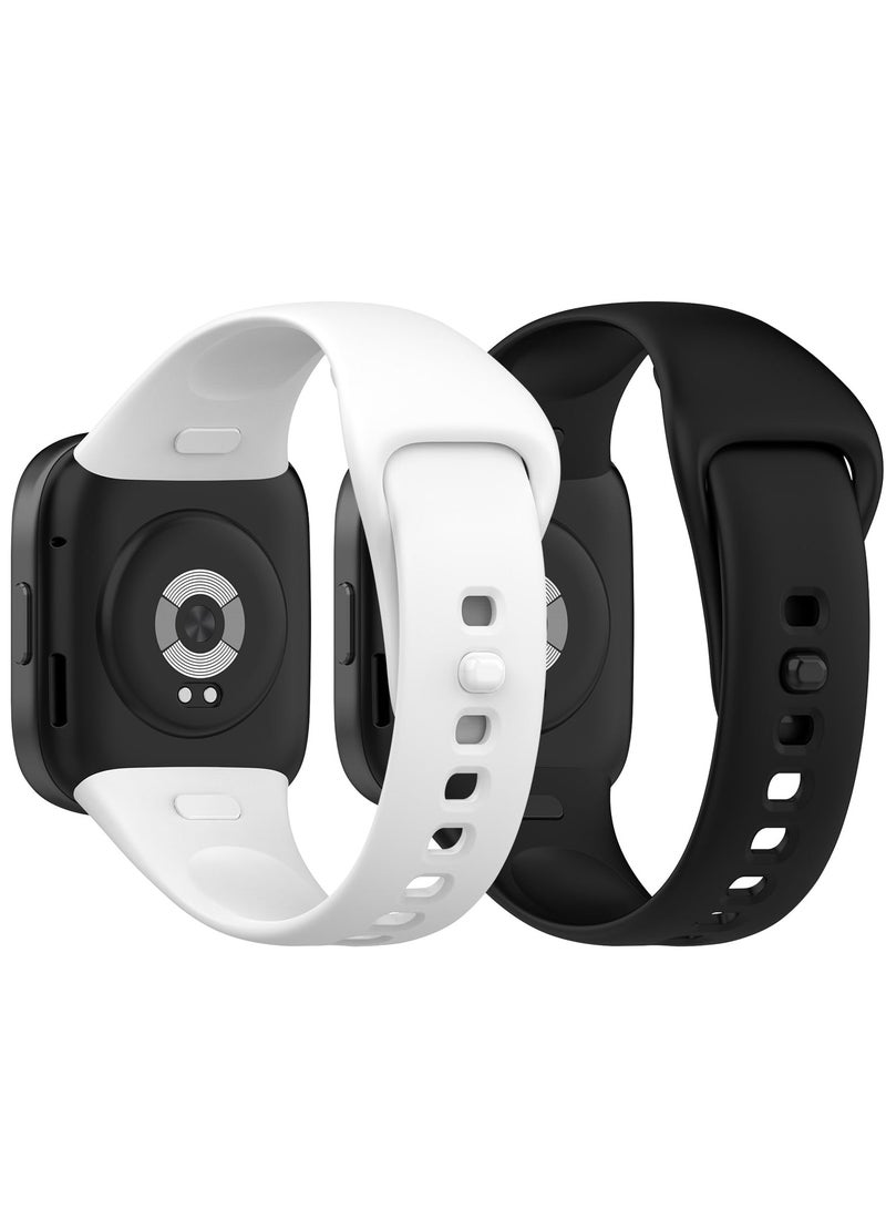 (Pack of 2) Wristbands Soft and Breathable Silicone Strap Compatible with Xiaomi Redmi Watch 3 Wristbands Replacement Bands - Black/White - Image 3