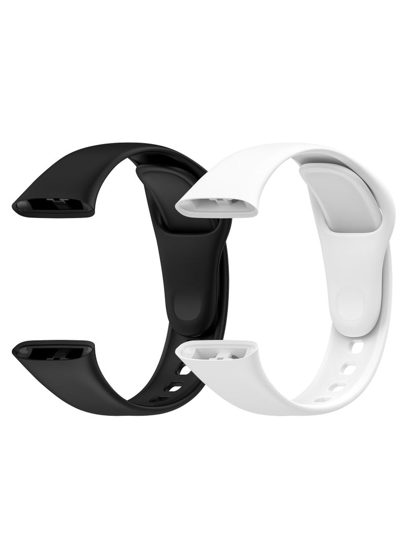 (Pack of 2) Wristbands Soft and Breathable Silicone Strap Compatible with Xiaomi Redmi Watch 3 Wristbands Replacement Bands - Black/White - Image 4