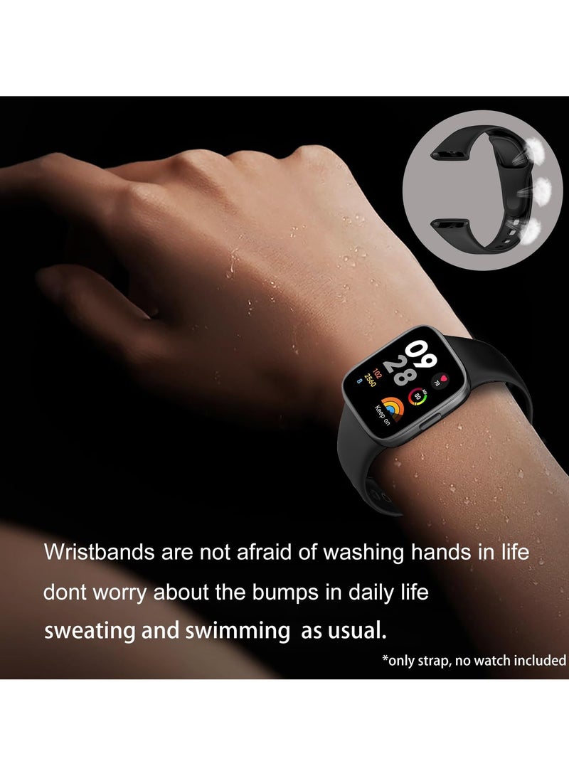 (Pack of 2) Wristbands Soft and Breathable Silicone Strap Compatible with Xiaomi Redmi Watch 3 Wristbands Replacement Bands - Black/White - Image 5