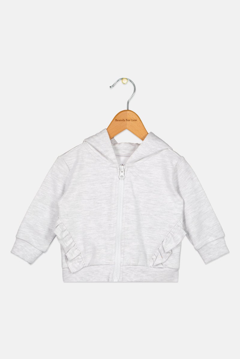 Sinsay Fox and Bunny By Sinsay Toddlers Girl Plain Long Sleeves Hoodie, Grey - Image 1