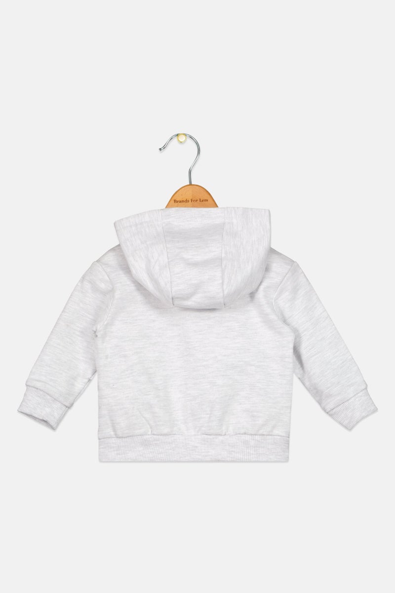 Sinsay Fox and Bunny By Sinsay Toddlers Girl Plain Long Sleeves Hoodie, Grey - Image 2