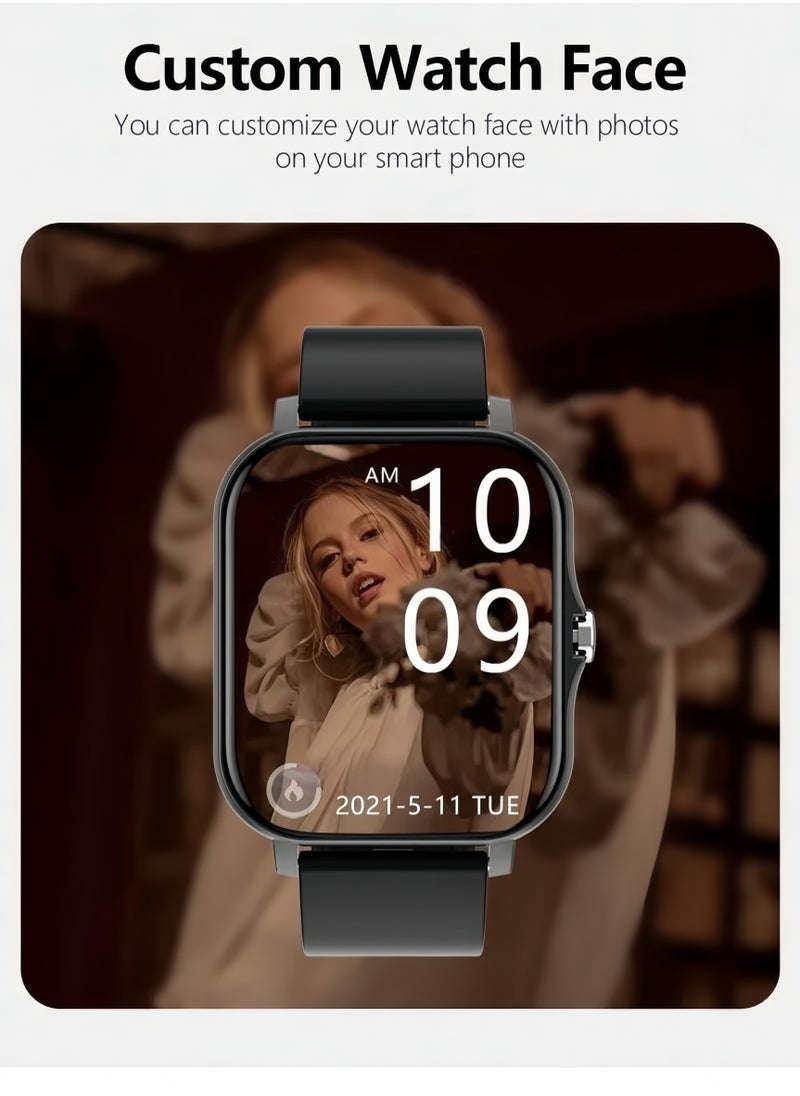 Generic - Smartwatch for Men and Women, 1.69" Screen with Heart Rate Monitor, Oximeter (SpO2), Pedometer, Sleep Monitor, IP68 Waterproof Smart Watch for Android and iOS, Black - Image 1