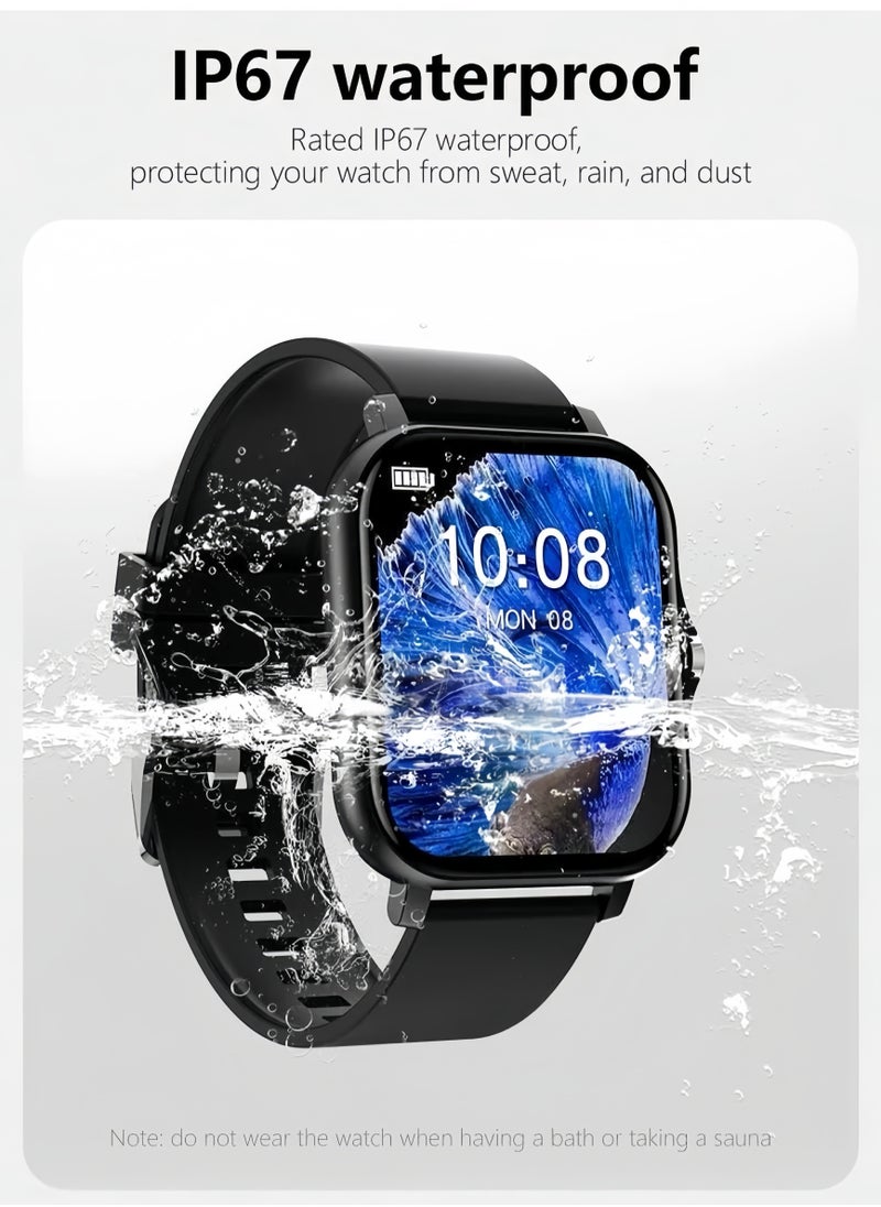 Generic - Smartwatch for Men and Women, 1.69" Screen with Heart Rate Monitor, Oximeter (SpO2), Pedometer, Sleep Monitor, IP68 Waterproof Smart Watch for Android and iOS, Black - Image 1
