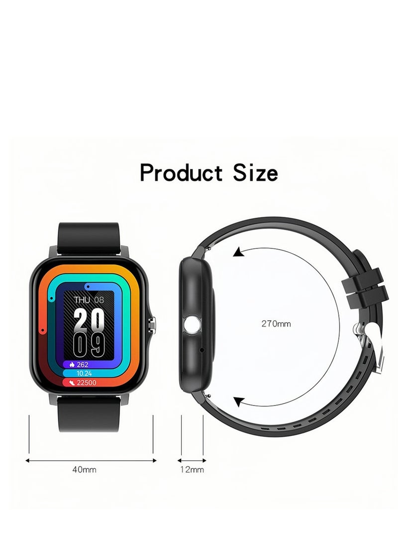 Generic - Smartwatch for Men and Women, 1.69" Screen with Heart Rate Monitor, Oximeter (SpO2), Pedometer, Sleep Monitor, IP68 Waterproof Smart Watch for Android and iOS, Black - Image 1
