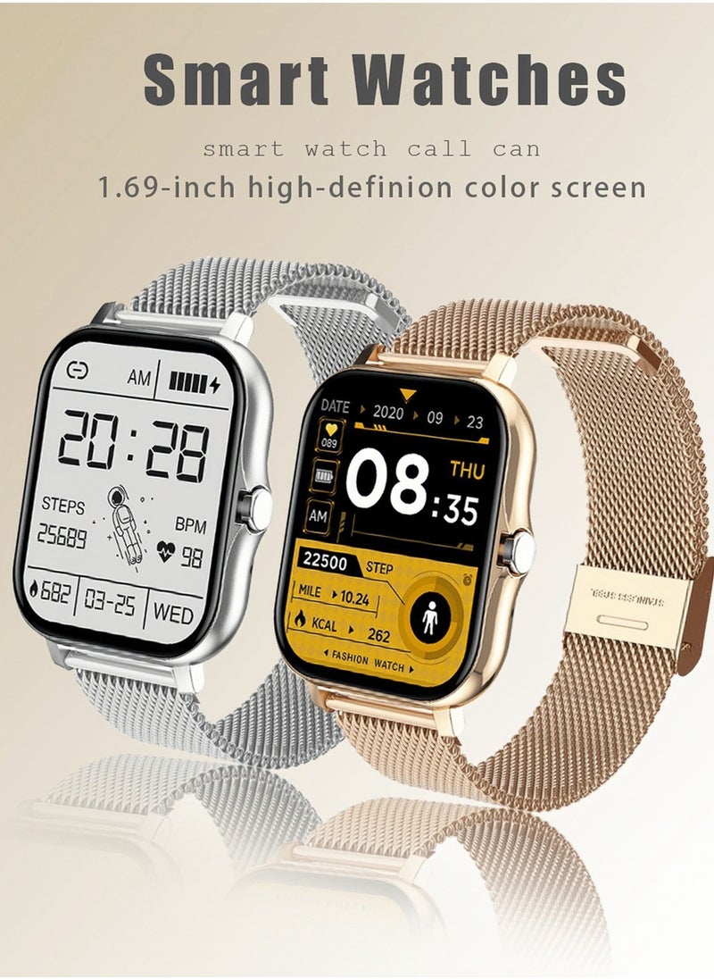 Generic - Smartwatch for Men and Women, 1.69" Screen with Heart Rate Monitor, Oximeter (SpO2), Pedometer, Sleep Monitor, IP68 Waterproof Smart Watch for Android and iOS, Black - Image 1
