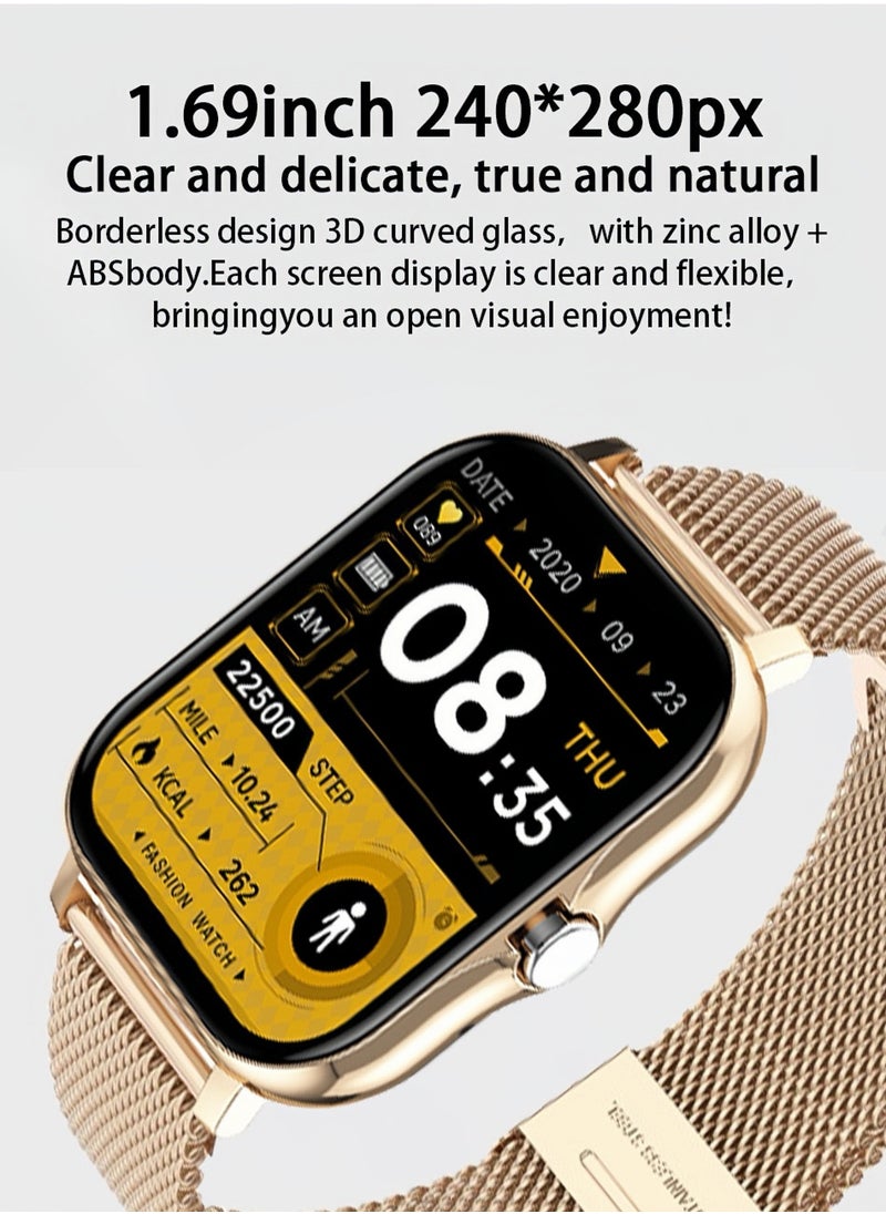 Generic - Smartwatch for Men and Women, 1.69" Screen with Heart Rate Monitor, Oximeter (SpO2), Pedometer, Sleep Monitor, IP68 Waterproof Smart Watch for Android and iOS, Black - Image 1