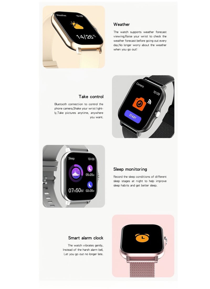 Generic - Smartwatch for Men and Women, 1.69" Screen with Heart Rate Monitor, Oximeter (SpO2), Pedometer, Sleep Monitor, IP68 Waterproof Smart Watch for Android and iOS, Black - Image 1