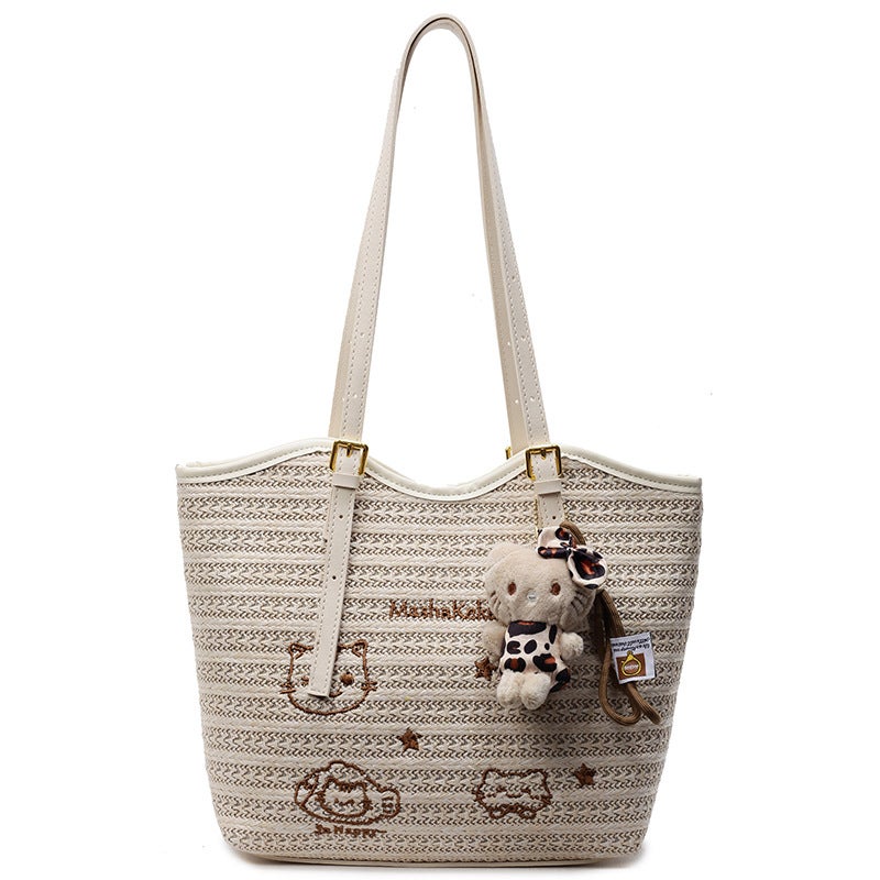 Fashionable Large Capacity Straw Woven Tote Bag - Image 5