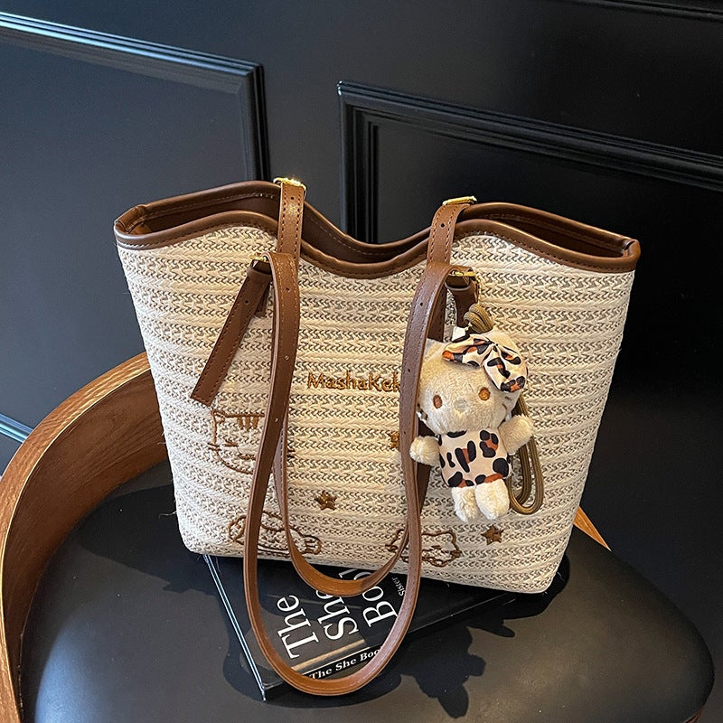 Fashionable Large Capacity Straw Woven Tote Bag - Image 3