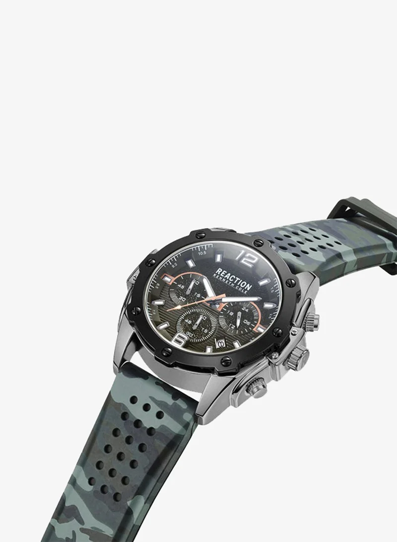 Kenneth Cole Reaction Kenneth Cole Reaction Chronograph Gents Watch With Camo Green Silicon Strap 43.5mm - KRWGO9007002
