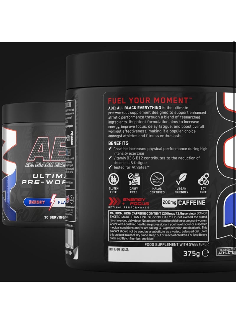 Applied Nutrition - ABE All Black Everything Pre Workout Powder 375grams Energy Flavor - Image 1