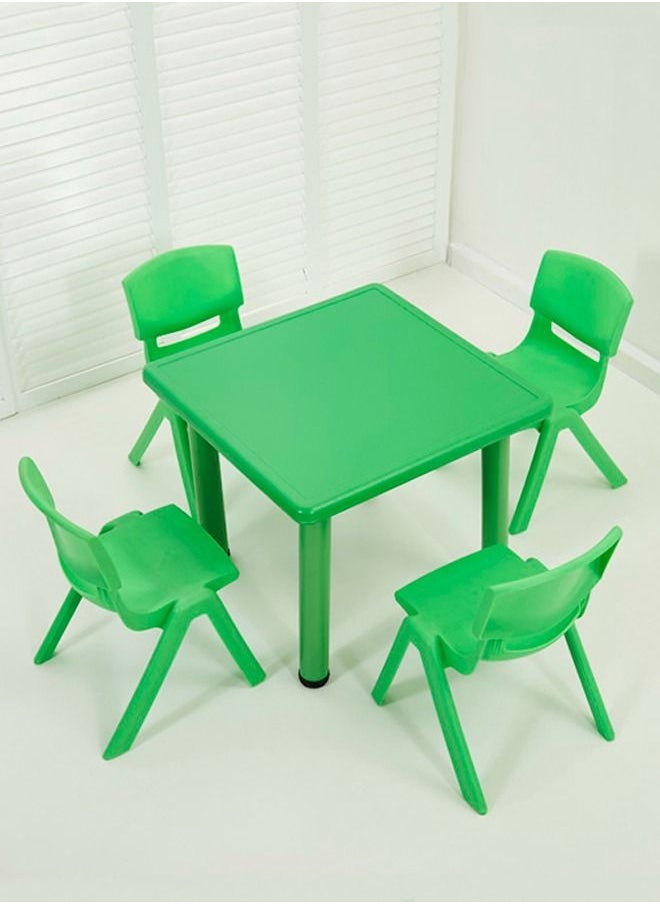 JSAITOYS 5 Pieces Indoor Furniture Square Table And Chair Set For Children  - Image 1