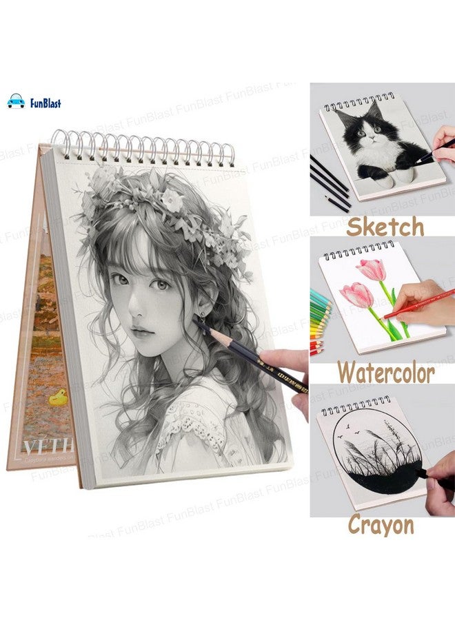 FunBlast Sketching Book for Artist, A3 Thickened Sketchpad for Artist, Students Hand-Painted Colored Lead Picture Album Sketch Book for Painting, Drawing, Art & Craft Work (Capybara, A3) - Image 4