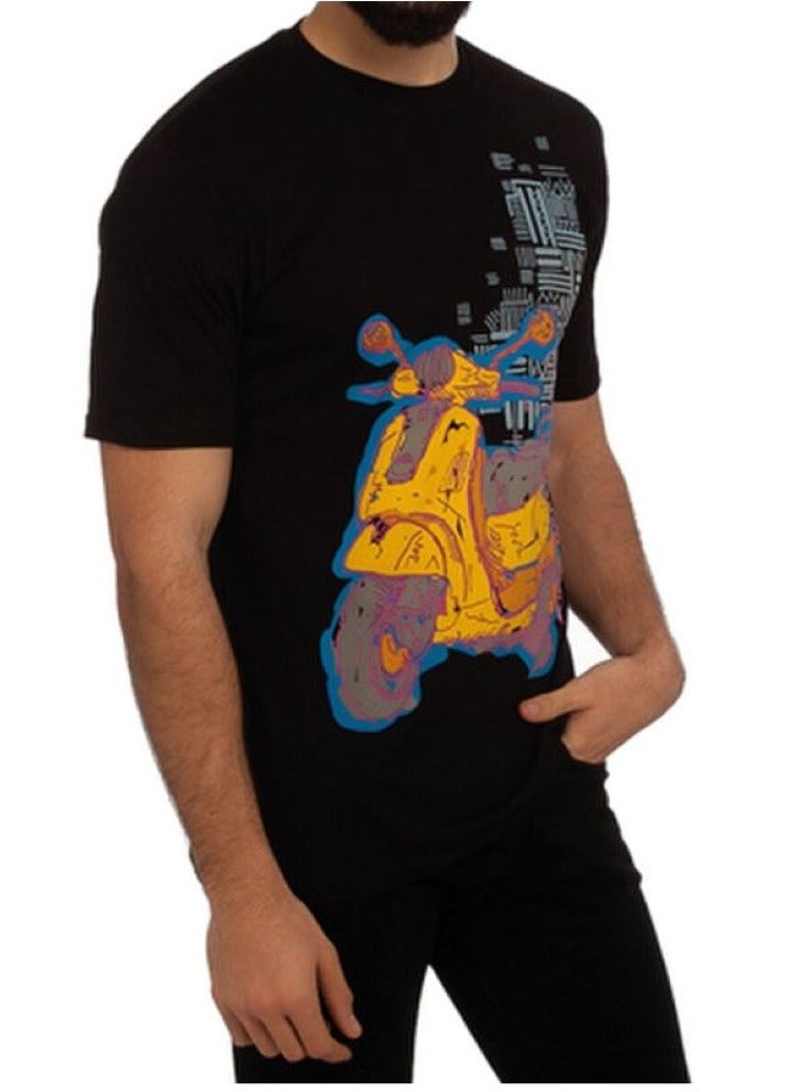 بيج ديزاين تيشيرت رجالي ياقة دائرية بتصميم دراجة نارية Biggdesign - Image 2