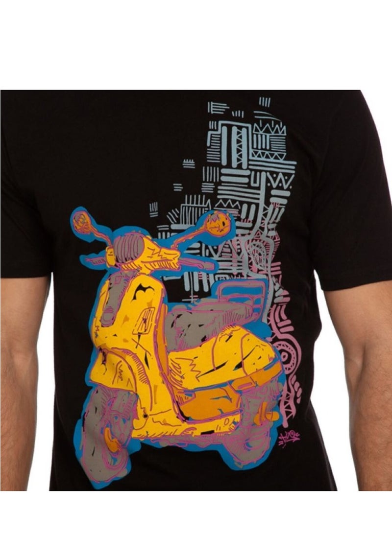 بيج ديزاين تيشيرت رجالي ياقة دائرية بتصميم دراجة نارية Biggdesign - Image 3